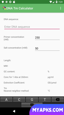 Calculadora de Tm de DNA