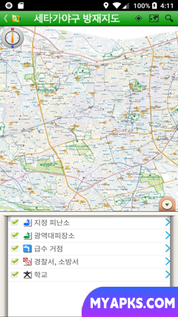 Mapa de prevenção de desastres do distrito de Setagaya