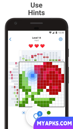 Quebra-cabeça de pixel cruzado de imagem colorida Nonogram.com