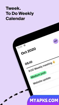 Calendário Tweek, lista de tarefas, lembretes, widgets