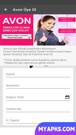 Avon Üyelik - Kayıt ol