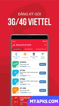 Đăng ký gói 3G/4G Viettel