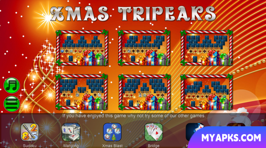 Xmas TriPeaks, card solitaire